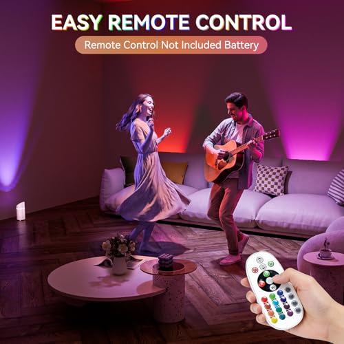 Image of 2 Pack Uplights Indoor Floor Can Lights, RGBW Spotlight Indoor with Foot Switch for Living Room Corner Sofa House Plant Wall Artwork Decor