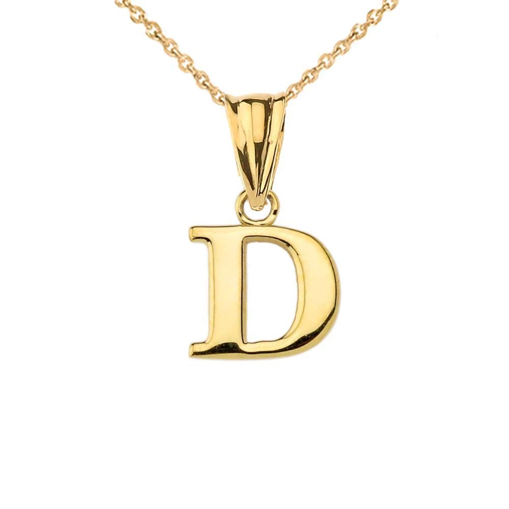 14K Yellow Gold Fine Dangling Initial Charm Pendant with Rolo Chain