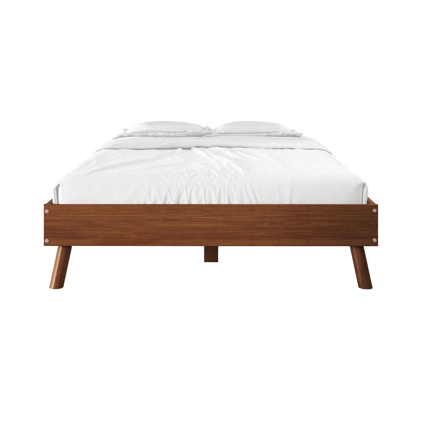 IDIMEX Futonbett Karri 140x190 aus Massivholz, Kastanien Farben - Robustes Doppelbett mit konischen Beinen, moderner Holz Bettrahmen, Mittelsteg mit Stützfüßen