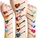 128 PCS Music Note Guitar Temporary Tattoos Sticker Music Birthday Party Decorations Supplies Favors Gifts Boys Girls Rock Guitars Musical Cute Fake Tattoo School Prizes Themed Decor Carnival