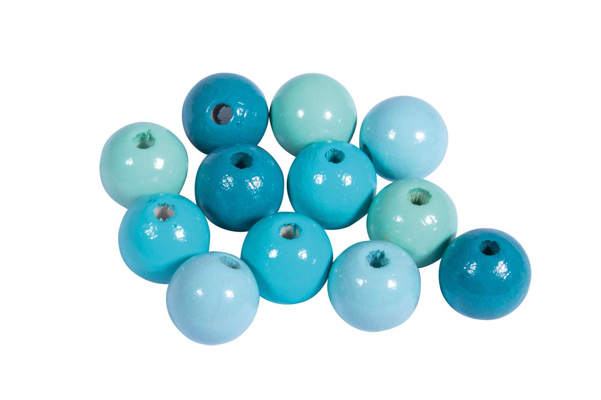Rayher Turquoise 12210404 Wooden Beads Mix Fsc 100% 12 Mm Diameter 12 Mm Diameter
