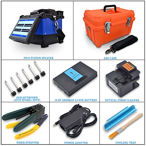 Image of SPEEDWOLF 5 inch LCD Double Heating Core Alignment Optical Fiber Fusion Splicer Portable FTTH Optic Fiber Splicing Machine for SM /MM /DSF /NZDSF /ED Fibers with Fiber Cleaver and 6XElectrodes(FS18-D-1)