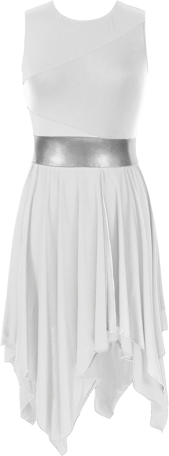 JEYPINMI Women's Liturgical Praise Dance Dress Tunic Worship Color Block Lyrical Dance Costume Performance