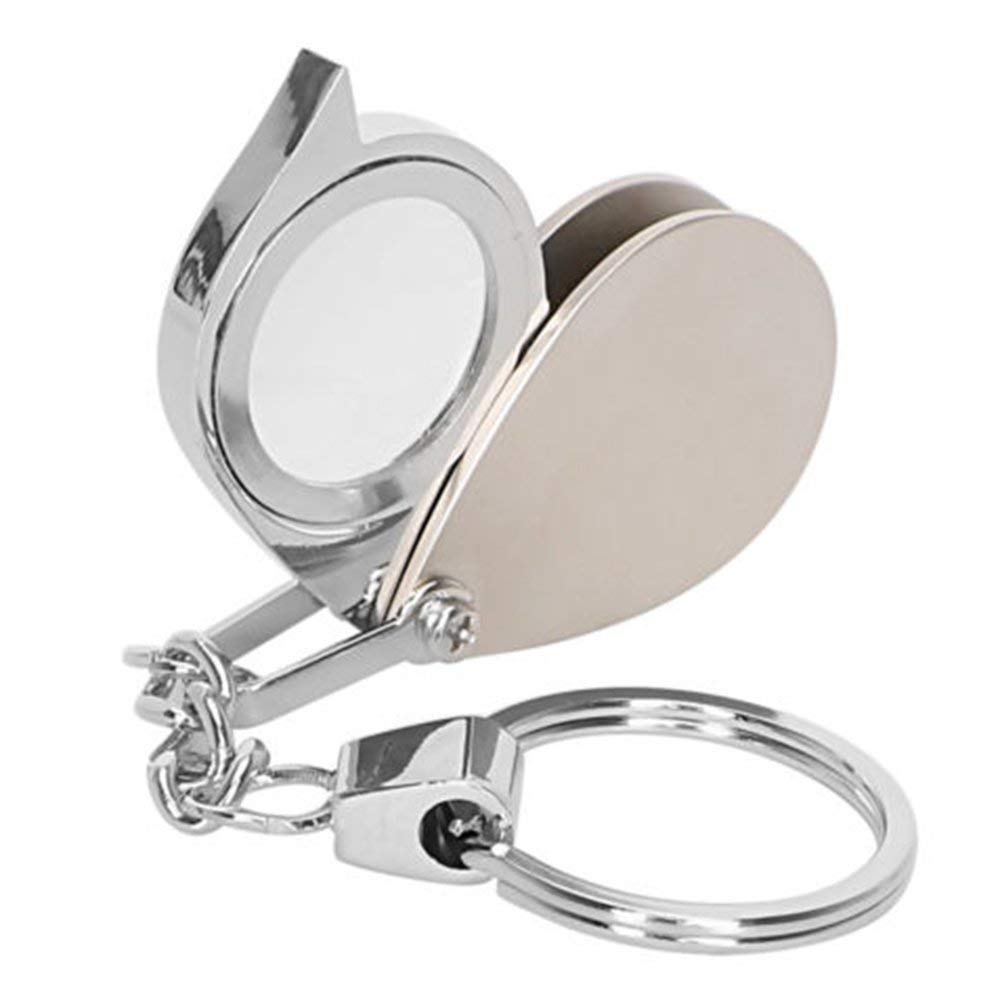 Pocket Folding 15x Magnifier Rotating Mini Metal Protective Holster Portable Magnifying Glass Loupe with Key Chain for Low Vision Reading