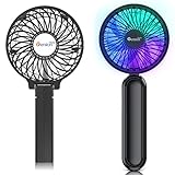 VersionTECH. Portable Handheld Fan, Mini Personal Rechargeable Hand Cooling Fan with RGB Light with Adjustable Speed for Travel, Office, Room