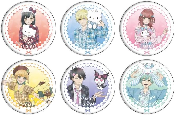 TV Anime Honey Lemon Soda x Sanrio Characters 01 Life Illustration Hologram Can Badge 2.2 inches (57 mm) Complete Set of 6 Boxes