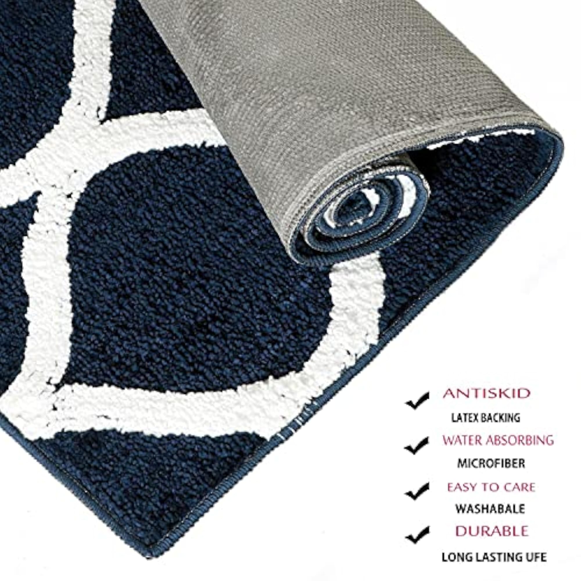 Anti-Slip Bath Mat Microfiber Soft, Machine-Washable