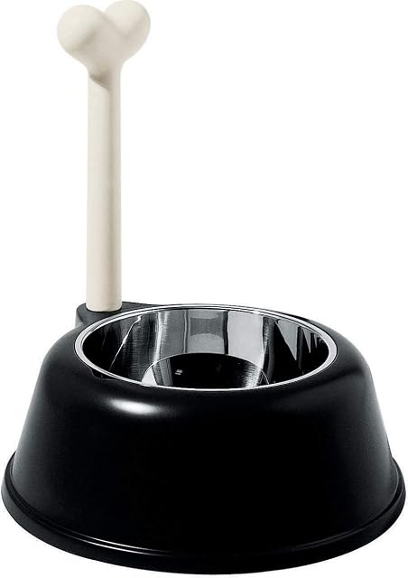 Alessi Lupita AMMI02 B - Comedero para Perros de Diseño en Polipropileno y Acero Inoxidable 18/10, Negro