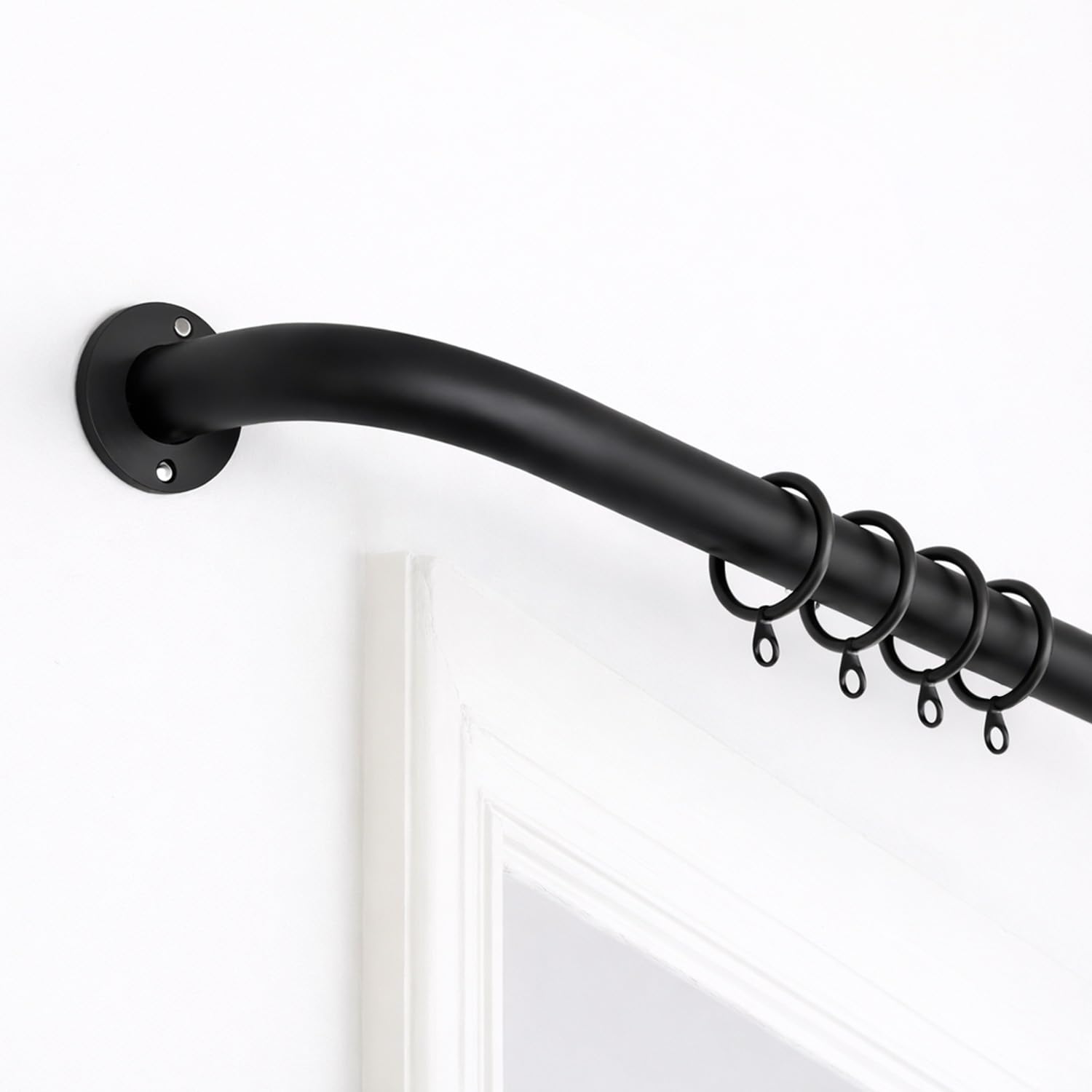 Oxford Homeware Blackout Matte Black Extendable Blackout Curtain Poles For Eyelet Curtains 160-300Cm Durable Room Darkening Curtains Pole Set Includes Curtains Rod Finials Rings Brackets & Fittings (Matte Black)