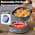 Dezin Electric Shabu Shabu Pot with Removable Pot, 3L Non-Stick Hot Pot Electric with Dual-Power Control, Electric Pot with Tempered Glass Lid for Party, Family Gathering - Image 5