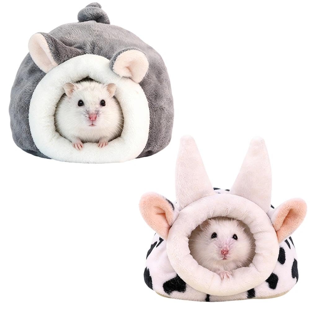 FEITONGFX 2 PCS Guinea Pig Bed, Hamster House, Adorable Animal Shaped Sleeping Nests, Hamster Bed with Removable Bedding for Hamsters Guinea Pigs Hedgehogs Dwarf Rabbits & Small Pets