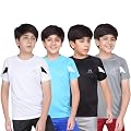 MIST N FOGG Boys Polyester Sports T Shirt (Pack of 4) (in, Age, 6 Years, 7 Years, Regular, Muti-1)
