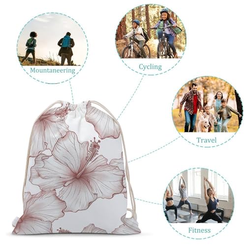 Hibiscus Flower Pattern Drawstring Backpack Gym Bag Lightweight Sackpack Gift for Hiking Travel Beach Shopping3