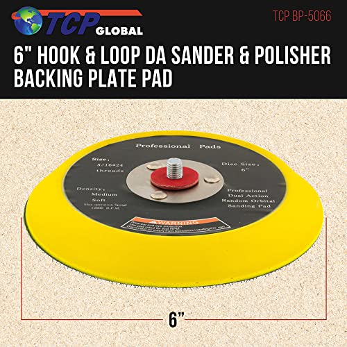 Tcp Global 6" Da Polisher & Sander Pad - Hook & Loop Face - Random Orbital Backing Plate #TOP1