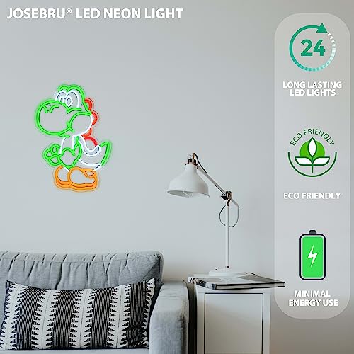 JOSEBRU Anime Neon Sign Dinosaurs Neon Sign Dimmable LED Neon Lights for Bedroom Wall Decor Game Room Decor Mario Decor for Kids Boys Man Cave, Gifts for Mario Fans