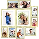 Icona Bay Combo-Sizes Gold Picture Frames Set - 10 PC (Four 4x6, Four 5x7, Two 8x10), Noble Collection Multi-Pack, Modern Professional Design for Wall Gallery