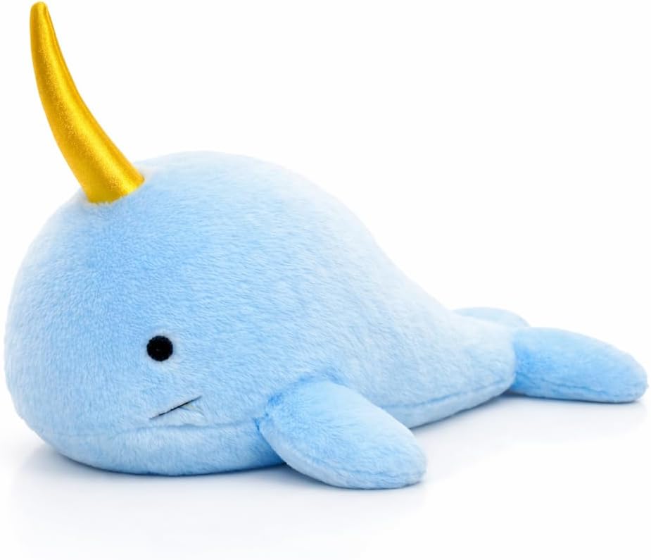 Juguete para Perro Narval de Peluche con Chirriador, Azul, 8 Pulgadas