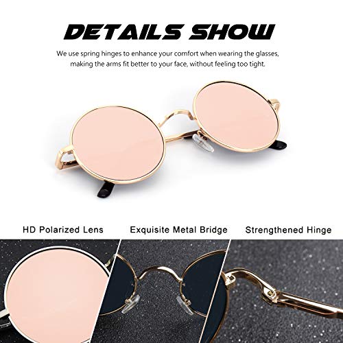 Image of CGID Retro Round Polarized Sunglasses Mens Womens Circle Metal Hippie Shades UV400 Protection E01