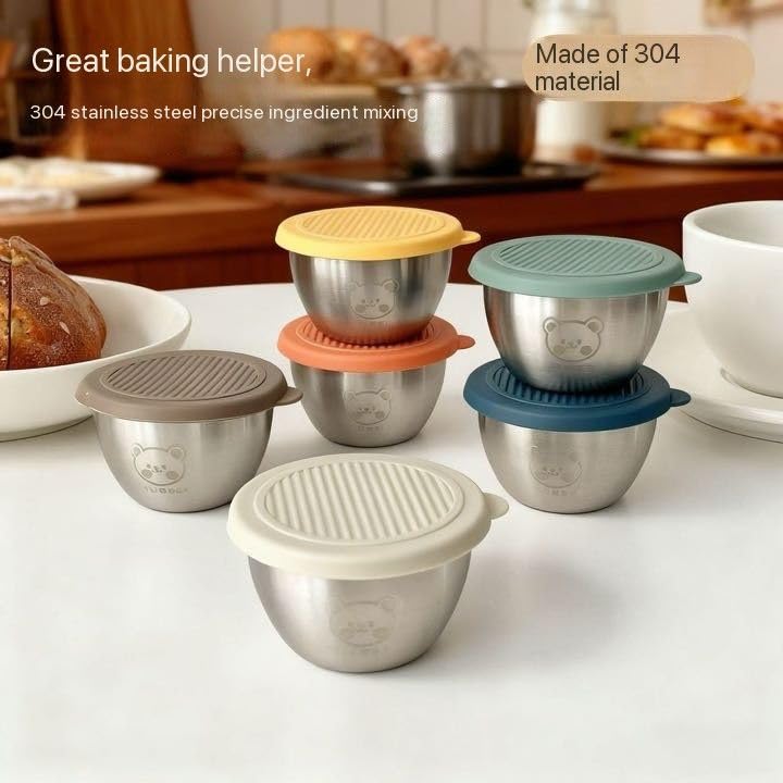 Image of Stainless Steel Sauce Cup with Lid, Small, Silver, Leak-Proof, 50g, for Salad, Chutney, Tiffin, Lunch, Travel (04)