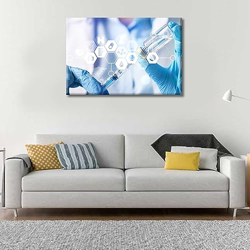 Image of TUMOVO 1 Pieces Young Scientist Poster Canvas Wall Art Medical Pictures Wall Decor for Bedroom Clinical Laboratory Artwork Wall Art Framed Ready to Hang (16 inch Wx24 H)