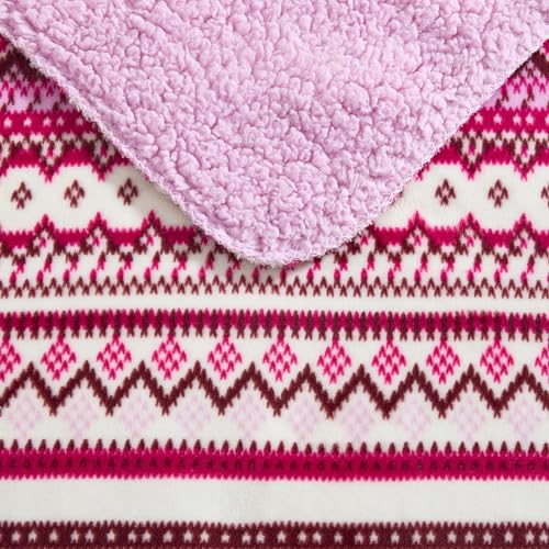 Image of Eddie Bauer - Oversized Throw Blanket 50x70, Reversible Plush Blanket for Couch or Bed, Rustic Style Room Decor (Shelter Fair Isle Purple)