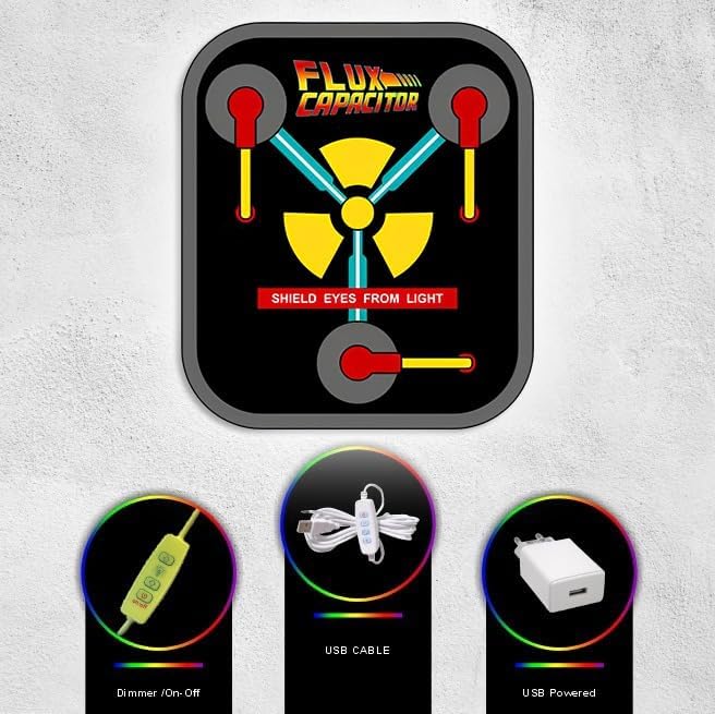 Miniatura 2 de Flux - Lámpara de pared LED con condensador para decoración  Retro Back to the Future Movie USB Powered Lámpara regulable para cueva de hombre, sala
