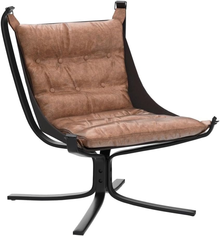 Living Room Chairs, Genuine Leather Butterfly Chair, Handmade Iron Frame Reading Chair, Vintage Chair for Study Room Reading, Bedroom, Living Room, Office