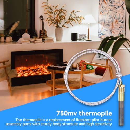 2 Pack 36 Inch 750mv Thermopile Generator for Heat Glo Heatilator, 750 Millivolt Fireplace Thermocouple Replacement Thermopile Sensor for Stove Gas Ovens/Gas Fireplace/Water Heater/Frying Furnace - Thumbnail 2