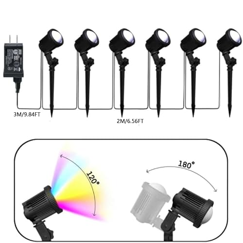 AurNyvaMay Smart Landscape Spotlights, Low Voltage IP67 Waterproof Outdoor Spot Lights Compatible with APP/Remote Control Color Changing Lights for Yard Garden Pathway Lawn Tree Festival 6 Pack — view 6