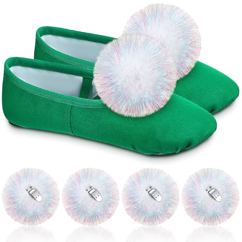 Dingion 4 Pcs Halloween White Jumbo Glitter Tinsel Pom Poms Sparkle Balls Fluffy Shoe Clips Removable Faux Fur Pom Poms Shoe Clips Wedding Decoration for Women Girls Costume(2 Inches)