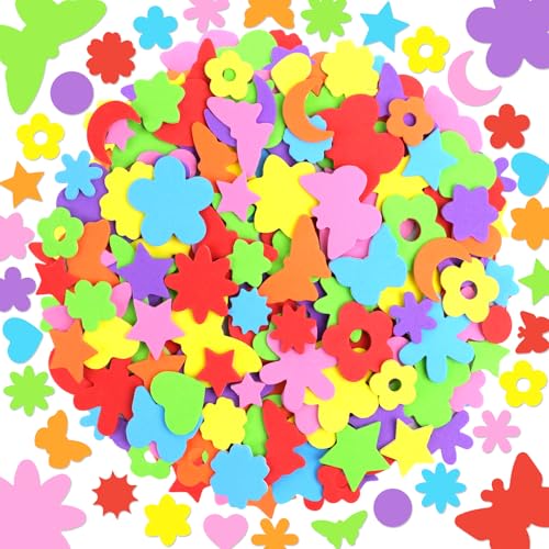 700Pcs Foam Stickers Colorful Flower Butterfly Foam Shapes Stickers with Moon Heart Self Adhesive Stickers for Journaling DIY Crafts Scrapbooking Arts Classroom Project Spring Party Decor (7 Colorful)