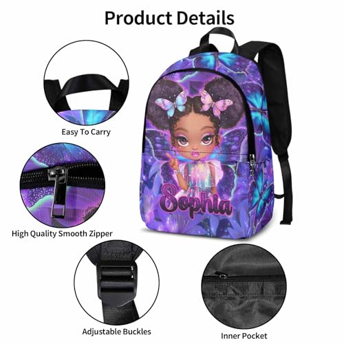 Image of Back to School Gifts Custom Backpack for Girls Personalized Toddler Backpack Purple Butterfly Customized Backpacks Little Girl Kindergarten Elementary Preschool Bookbag Girls Travel Picnic