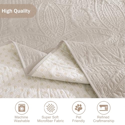 Image of Quilted Beige Grand Sofa Couch Covers, Soft Cozy Couch Protector for 4 Cushion Couch, Cover for Super Large Sofa, Oversized Grand Sofa Slipcovers Water-Repellent (Grand Sofa 88 inch, Beige Cream)