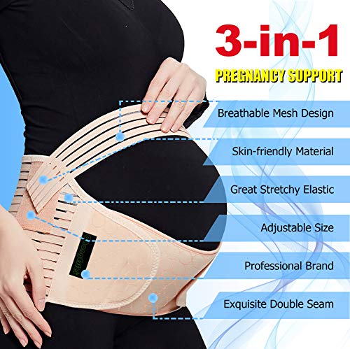 Chongerfei Maternity Belt Pregnancy, Waist Abdominal Back Belly Band Support Brace, Beige,L Fit Ab 39.5"-51.3" #TOP1