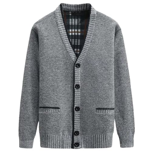 Men's Autumn and Winter V-Neck Cardigan Sweater Thickened Warm Jacket Coat Clothing