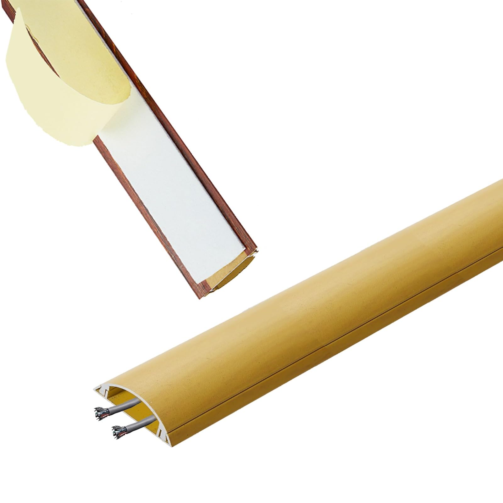 Goulotte Passe Cable Cache-fil à canal découpable de 39 pouces de long, gestion des câbles sous le bureau, étanche, protecteur de cordon d'alimentation invisible pour bureaux/garage(Black Wood Grain,W