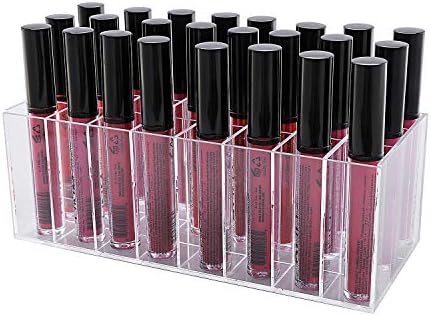 lureme Lip Gloss Holder Organizer, Lipgloss Display Case Box, 24 Spaces Clear Acrylic Makeup Organizer (cb000003)