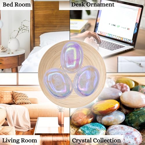 Image of Crystal Heaven Angel Aura Quartz Crystal Palm Pebbles Stones For Anxiety Stress Relief Massage-Aaa Grade Original Healing Gemstone Agate Palm Stone For Yoga Meditation Spiritual Reiki Feng Shui