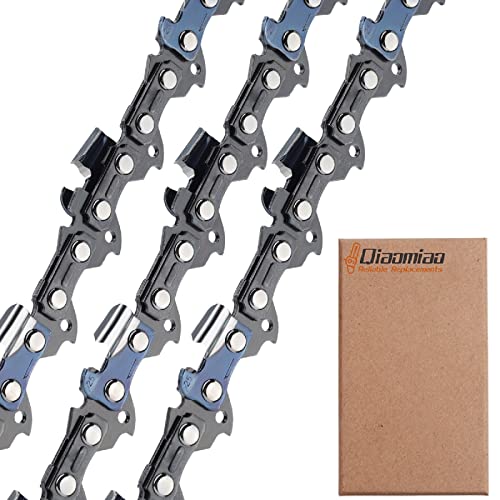 Lot de 3 Chaînes de tronçonneuse de 25 cm, 3/8'LP 1,3 mm, 40 maillons d'entraînement - Chaîne à Faible Rebond compatible avec Makita DUC252Z, Black & Decker, Greenworks, Ryobi et plus