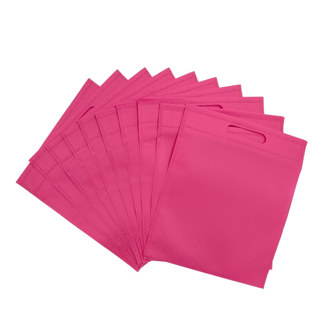 Pack of 50 Pink Coloured 30x25cm Non Woven Bags with Carry Handles
