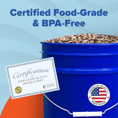Image of ePackageSupply 5 Gallon Bucket - Food Grade Bucket with Airtight Gasketed Tear Strip Lid, BPA-Free, Heavy-Duty 90 Mil HDPE Plastic Pail, Bulk Storage, Durable Container, Made in USA - Blue, 60 Packs | Airtight Gasketed Tear Strip Lid, Heavy-Duty 90 Mil HDPE Plastic Pail, Bulk Storage, Food Safe Durable Container, Made in USA