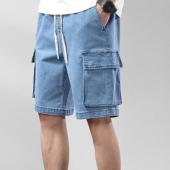 Shorts de mezclilla masculinos casuales de verano miniatura 2