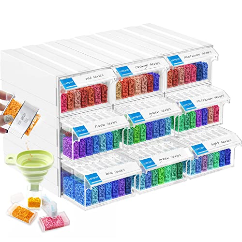 ARTDOT Storage Containers for Diamond Painting, 9 Pack Stackable Craft Storage Organizer 315 Slots Individual Containers for Diamond Art Beads Nail Pill Rhinestones Seed