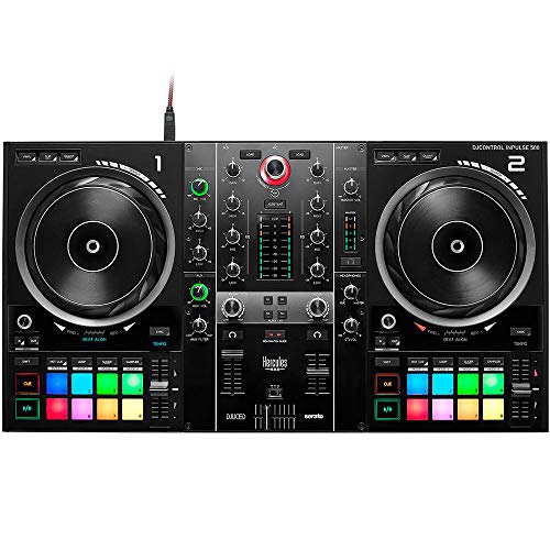Hercules Djcontrol Inpulse 500 Dj Software Controller With Polsen Hpc-A30-Mk2 Monitor Headphones & Mini To 6' Rca Cable Bundle #TOP3