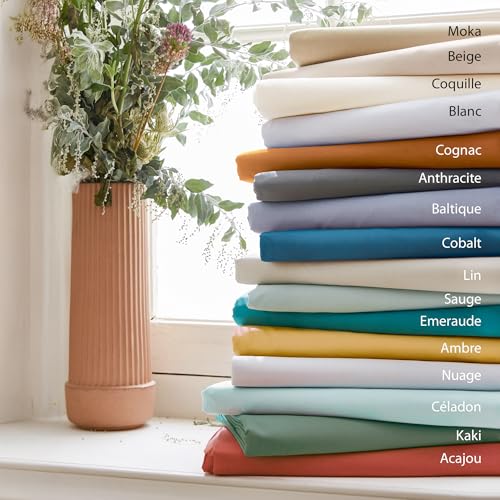 Drap housse 160x200 percale de coton haut de gamme émeraude Passion - 3