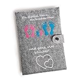 Homery Mutterpasshülle Filz, Hülle Mutterpass Deutschland, Mutterpass Schutzhülle mit U-Heft Hülle und Impfpass Organizer, Mutterkindpasshülle mit Fach für Ultraschallbilder (Deutscher Mutterpass)