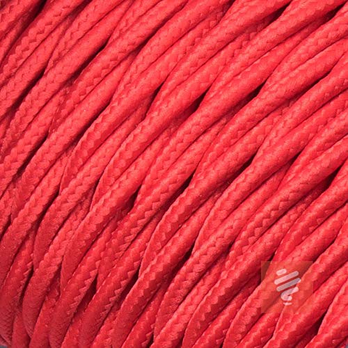 Textilkabel Für Lampen – 3-adrig (3x0,75 Mm²), Rot Wein, Ø 7 Mm, Made In Italy, 5 Meter