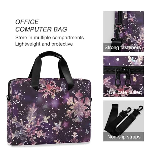 Maletín para portátil rosa con estampado de copos de nieve, 13-15.6 pulg miniatura 5