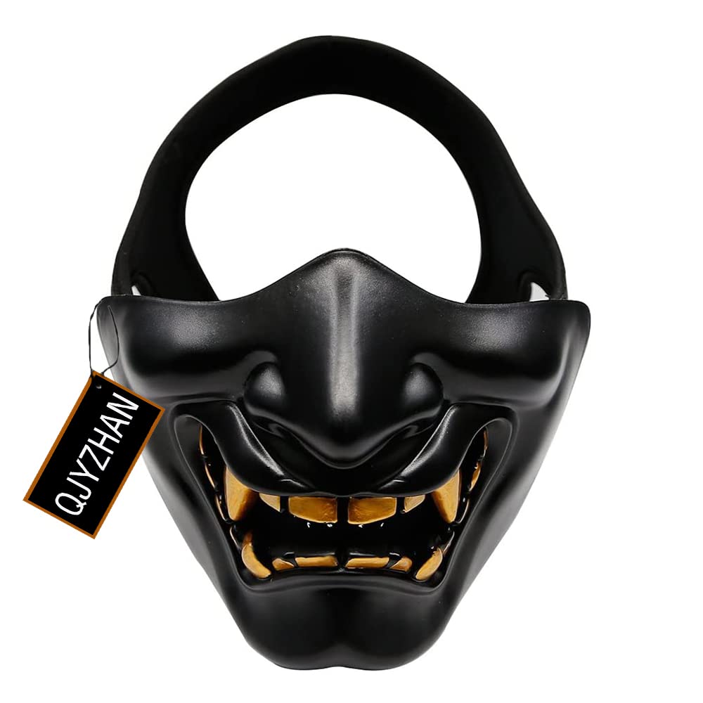 Tactical Air Gun Paintball Halloween Role Playing, BB Gun Demon Monster Kabuki Samurai Hannah Oni Half Air Gun and Prop Mask