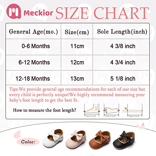 Meckior Infant Baby Girls Bowknot Mary Jane Flats Shoes Toddler Princess Wedding Dress Shoes Newborn Soft Rubber Sole Crib Sneaker Shoes #TOP5